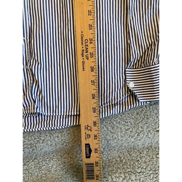 Paul & Shark Button Shirt 42 Large Yachting Striped Long Sleeve Performance Blue - Picture 11 of 13